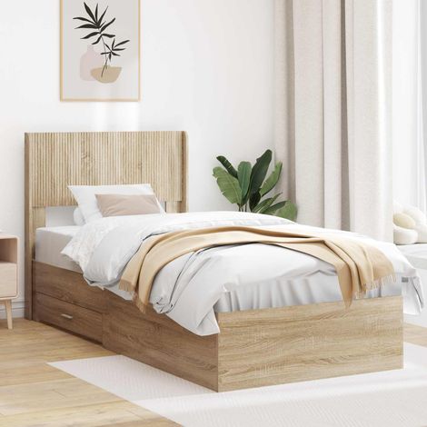 Teenpull – Bettgestell mit Stauraum und Kopfteil Sonoma-Eiche 90 x 190 cm (1/5)