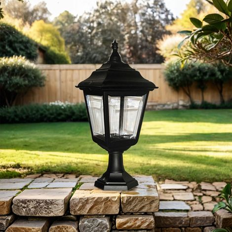 Wegeleuchte außen Garten IP44 Schwarz E27 H: 44 cm Rustikal Stehlampe Sockelleuchte (1/3)