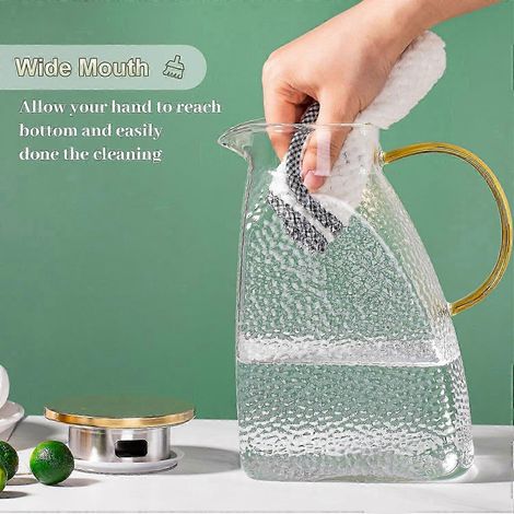 Pichet en verre avec couvercle et bec verseur pour eau chaude/froide au réfrigérateur, 1,8 litre (60 oz), 2025 (1/4)