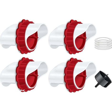 Mangeoire Poules, Mangeoire Poule Automatique, 4 Ports DIY Mangeoire à volaille Gravité Kit pour Seaux Tonneaux Bacs (1/4)