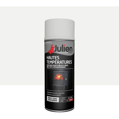 Vernice spray ad alte temperature (fino a 600°C) - Bianco lucido - 400 ml - Julien