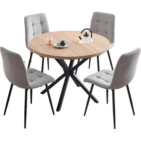 Juego de mesa de comedor redonda, estilo minimalista moderno, gris oscuro. (1/2)