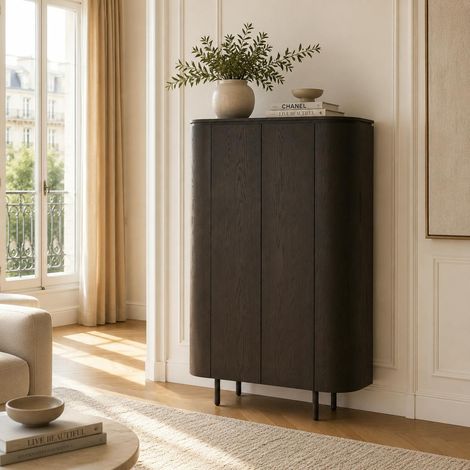 Buffet haut design en chêne brun 2 portes LOREN (1/5)