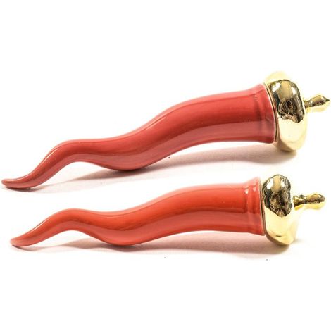 Gadget natalizio peperoncino in porcellana colore rosso set da 2 -16 cm (1/3)