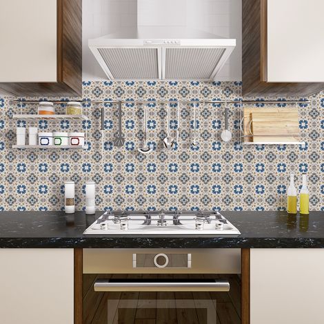 Sticker Mural Carrelage adhésif Cuisine Salle de Bain - 30 STICKERS CARRELAGES AZULEJOS MARCELINA - 30stickers10x10cm (1/4)