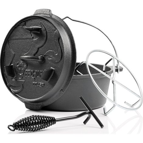 BBQ-Toro Dutch Oven DO45PX, 4,2 L Premium Gusseisen Kochtopf, Gusstopf