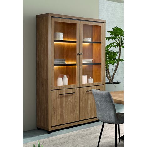 Vaisselier/argentier contemporain 130 cm chêne houston Vita (1/5)
