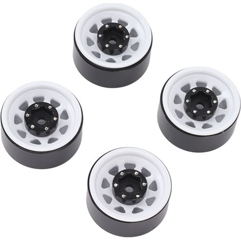Lot de 4 jantes Beadlock à gorge profonde de 2,5 cm (1 pouce), universelles pour carrosserie de véhicules tout-terrain et voitures radiocommandées Traxxas, avec vis, blanches. (1/5)