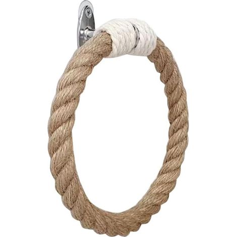 Porte-Serviettes Corde Serviette Anneau Mural en Bois Serviette De Bain Anneaux Ferme Rustique Porte-Serviette pour Salle De Bain Cuisine Mur Décor Stand Accessoires (1/4)