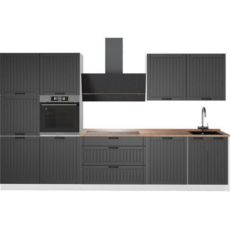 Cucina componibile Fame-Line, Grigio scuro/Bianco, 340 cm, PL Rovere, Vicco (1/5)
