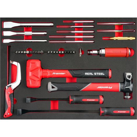 Sealey TBT66 Premier Striking, Pry Bar, Hacksaw & Impact Screwdriver Set with Tool Tray 39pc