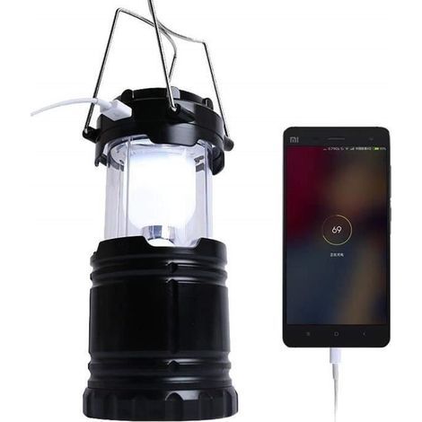 Solar-Campinglampe, wiederaufladbare, multifunktionale, faltbare LED-Laterne, tragbare Outdoor-Laterne mit Griff, Schwarz (1/4)
