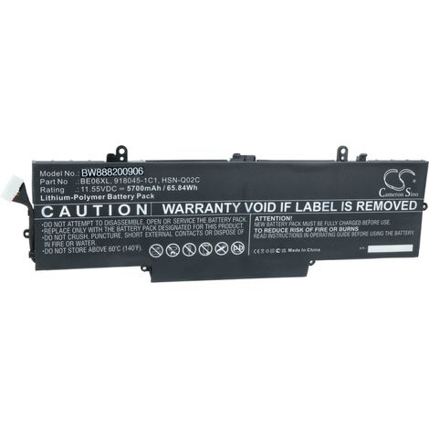 vhbw Akku Ersatz für HP 918045-1C1, 918045-2C1, 918045-271, 918180-855, 918108-855, HSN-Q02C, BE06XL für Notebook (5700 mAh, 11,55 V, Li-Polymer) (1/5)
