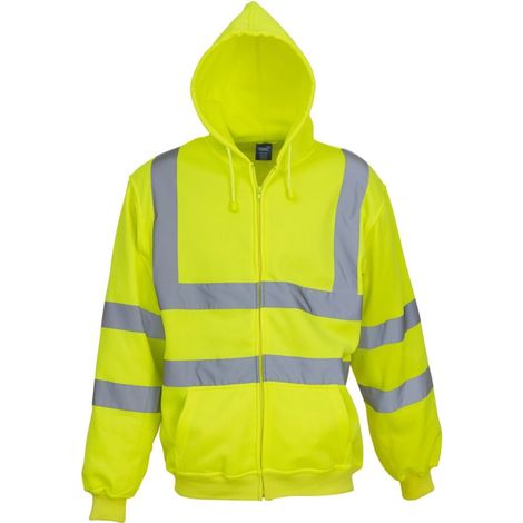Felpa da lavoro con cappuccio e zip ad alta visibilità Yoko Giallo fluorescente S (1/2)