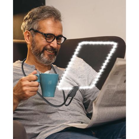 Loupe Frontale avec Éclairage - Loupe de Lecture Mains Libres 6,7 x 9,5 Pouces - Pour Lecture Couture Broderie Repassage - 50 LED Rechargeable USB - Pour Personnes Âgées ou Baisse de Vision - 1 Pièce
