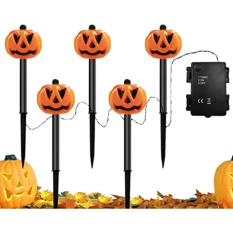 Guirlande Lumineuse à Piquet Déco Halloween Étanche à Piles Guirlandes Lumineuses Effrayantes à Piquet pour Jardin Terrasse Pelouse Parterre de Fleurs Fête de Vacances (1/5)