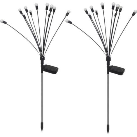 Lampes solaires 10 têtes de lumière chaude de 75 cm de long, 2 paires de lumières lucioles imperméables d'extérieur décoratives (1/5)