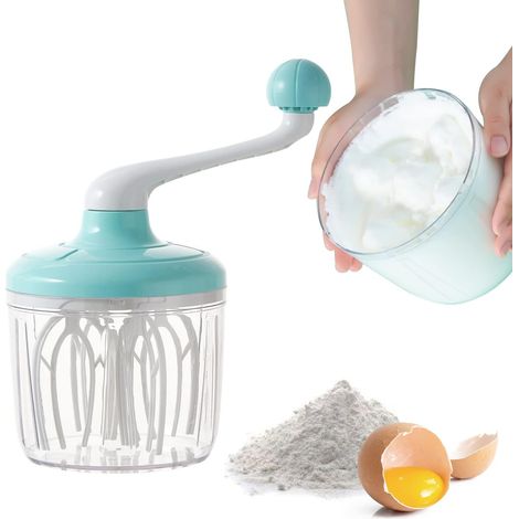 Manual Egg Beater, Multi-function Egg Whisk, Manual Egg Cream Whisk Home Egg Beater 1100ML, Green