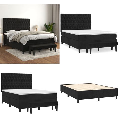 Boxspringbett mit Matratze Schwarz 140x200 cm Samt - Matratze - Samt (1/5)