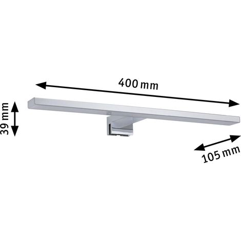 Plafonnier LED pour éclairage de miroir IP44 400 mm, avec 1 ampoule de 8,0 watts, chrome, lampe de salle de bains en matière plastique, 3000 K (1/5)