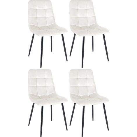 Juego de 4 sillas de comedor modernas y confortables en tela de terciopelo crema y metal negro 100001783 (1/5)