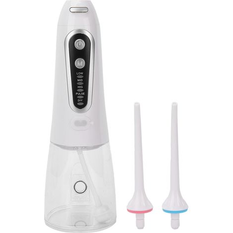 Nettoyeur de dents électrique étanche IPX8, rechargeable par USB, hydropulseur buccal portable blanc (1/5)