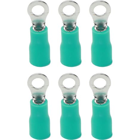 Lot de 100 cosses à sertir annulaires pré-isolées, connecteurs pour fils de cuivre et PVC, pour machines, AWG 22-16RV1.25-3, vert