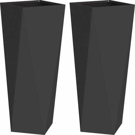 Set di 2 fioriere da esterno moderne e funzionali 30 x 30 x 75 cm in acciaio nero 020053007