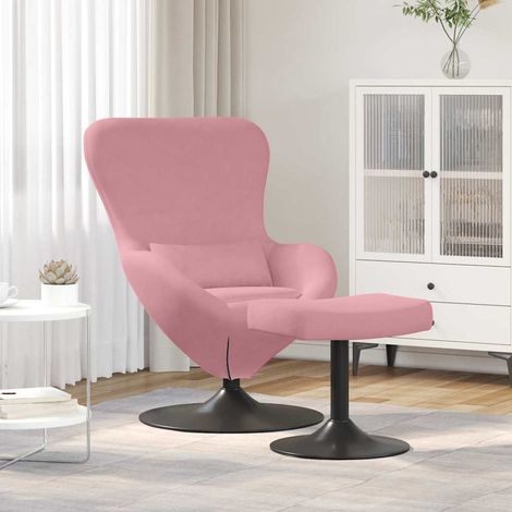 Eierstuhl mit Fußhocker Rosa Samt
