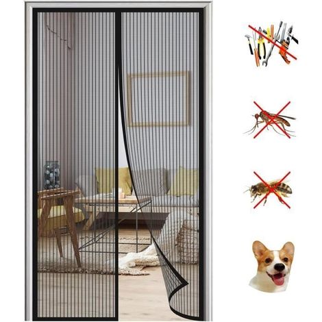 Moustiquaire Magnétique pour Porte Modèle - 100x220cm - Maille Ultra Fine - Fermeture Automatique (1/4)