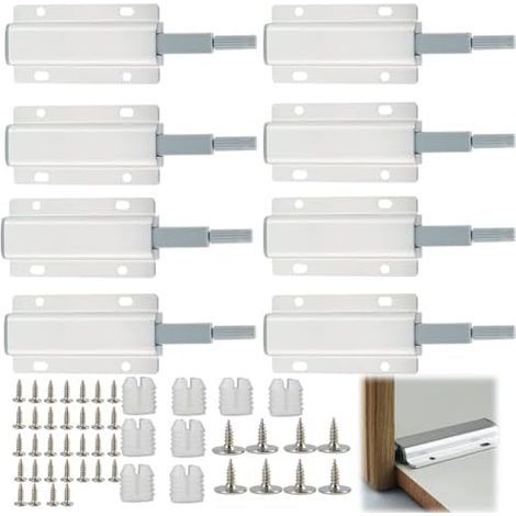 8PCS Poussoir Push to Open Aimant Porte Placard, Loquet Magnétique Pull avec Amortisseur Interrupteur pour Tiroirs et Portes - (1/5)