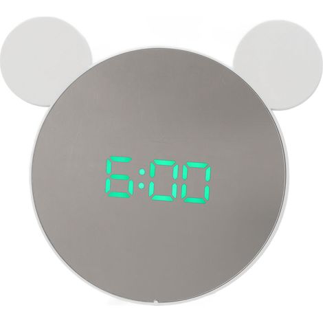 Réveil de bureau pour étudiant, réveil miroir pour la maison ou la chambre, horloge électronique numérique LED personnalisée et créative, boîtier blanc, lumière verte (1/5)