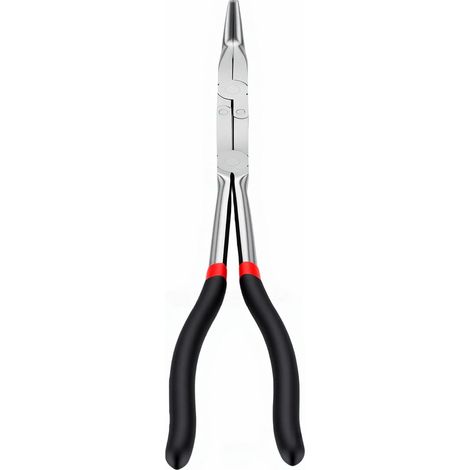 Pince à nez incurvé 13 pouces, nez courbé à 90 degrés, mécanisme à double articulation, pince à portée étendue avec mâchoire dentelée (1/5)