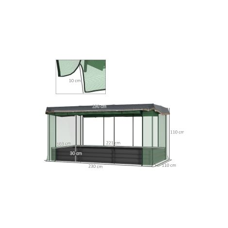 Potager surélevé gris foncé en acier avec filet anti-oiseaux et protection solaire pour balcon et terrasse (1/5)
