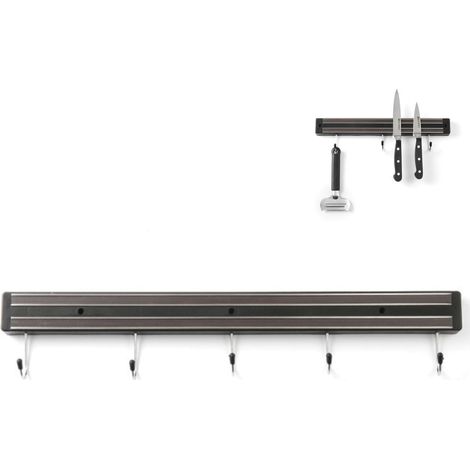 Soporte magnético para cuchillos con ganchos, longitud 450 mm - Hendi 820308 (1/3)