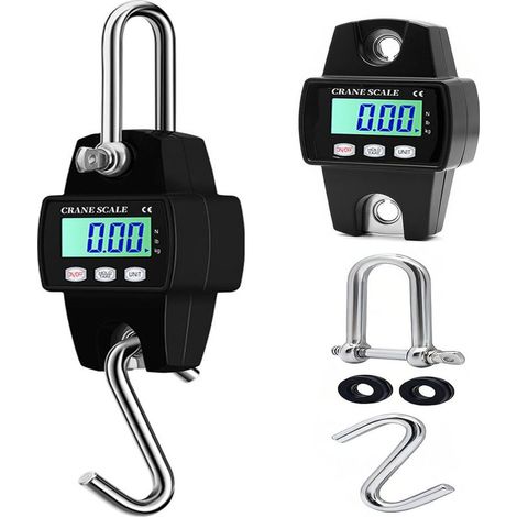- Kranwaage - Digitale Hängewaage - Hintergrundbeleuchtetes LCD-Display - Präzise Wiegung von 0,05 kg bis 300 kg - Für Industrie und Reisen - Schwarz - 20 x 10 x 5 cm (1/5)