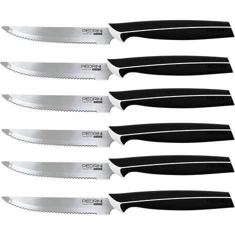 PEDRINI MASTER SET 6 COLTELLI DA BISTECCA ACCIAIO INOSSIDABILE NERO 6 PEZZI