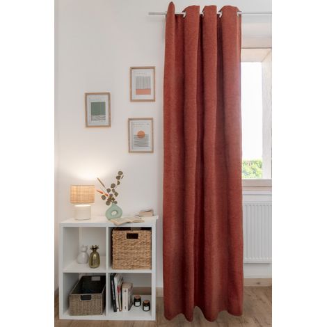Rideau occultant phonique et thermique chenille doublé polaire 140 x 240 cm "Osiris" Le fil d'Ariane - Osiris Terracotta - (1/3)