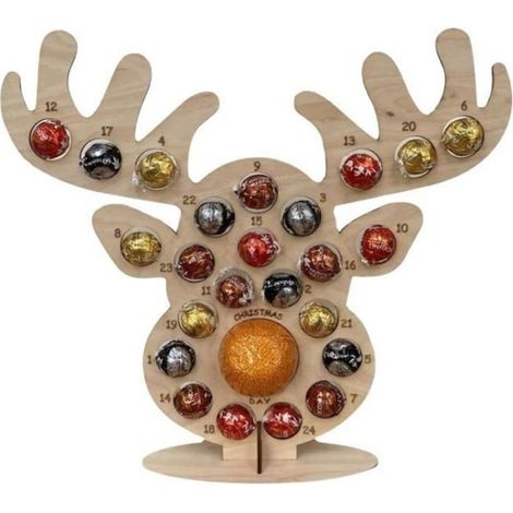 Calendrier De L Avent En Bois - Arbre De Noël 37 X 33 Cm Ou Élan 39 X 33 Cm - Décoration Festive Pour Maison - 1 Pièce (1/2)