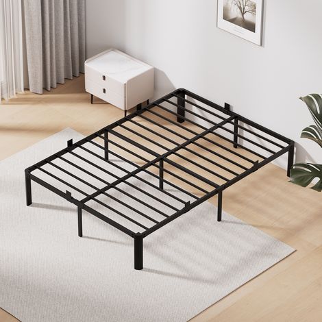 Struttura letto 160x200 cm con contenitore, 14 doghe metalliche, non necessita di rete a molle. Montaggio facile e silenzioso, Moderno nero