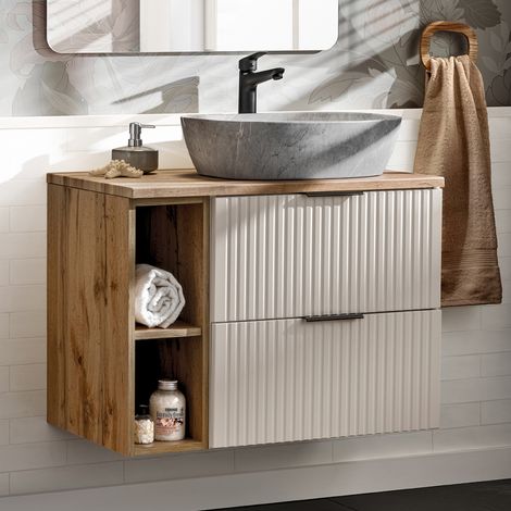 Waschtisch 80cm, in Beige und Eiche, ADELAIDE-56-CASHMERE (1/5)