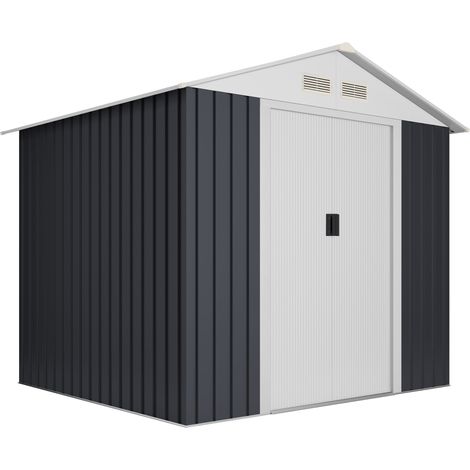 Hoggar – Abri de jardin métal 4,1m² – Double porte coulissante – 4 aérations – Tôle galvanisée 0,25mm – Rangement extérieur 215x195x190cm (1/3)