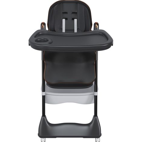 Trona plegable regulable con ruedas y bandeja extraíble, negro (1/5)