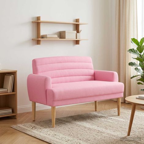 vidaXL Canapé love seat avec capitonnage en boutons Rose Tissu (1/5)