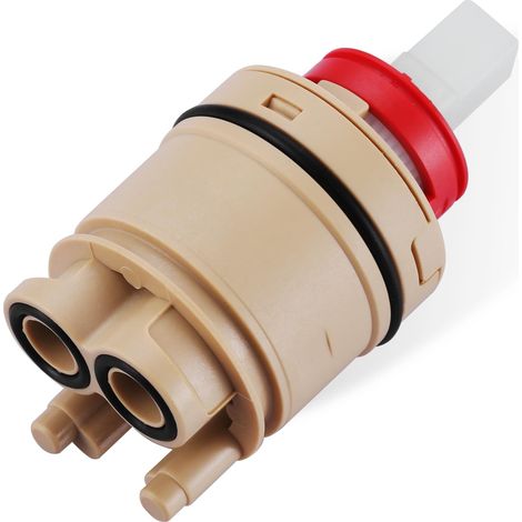 Cartouche à Pied Haut en Céramique, Cartouche de Robinet de 35 mm, Cartouche à Bossage de Rechange, pour Robinet de Cuisine et Robinet de Lavabo, Beige, 1PC (1/5)