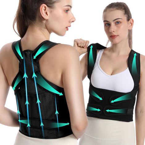 Corrector de postura de espalda para mujeres y hombres, corrige la escoliosis y la espalda redondeada, enderezador de espalda ajustable que remodela el cuello, los hombros, la espalda y la cintura, 31 (1/5)