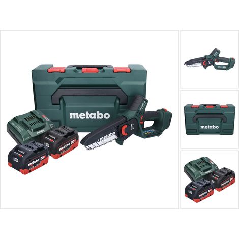 Metabo MS 18 LTX 15 podadora sin cable 18 V 15 cm 5 m/s + 2x batería recargable 5,5 Ah + cargador + metaBOX