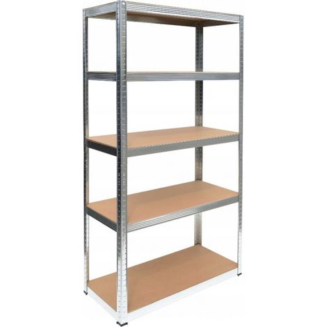 Morie - rayonnage industriel de stockage - charge max 875 kg - 5 étagères - acier galvanisé + panneaux mdf - (1/4)