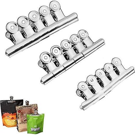 15 Pices 3 Tailles Diffrentes Clips Sac En Acier Inoxydable, Clips Sac Conglation, Parfaites Pour Les Poignes Hermtiques Sur Les Sacs Caf Et Pai (1/5)