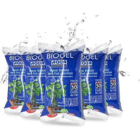 Aqua Control Biogel, Acqua Solida per le Tue Piante, Ideale per l'Irrigazione Durante le Vacanze, Fino a 30 Giorni Senza Irrigazione, 400 ml, Confezione da 5